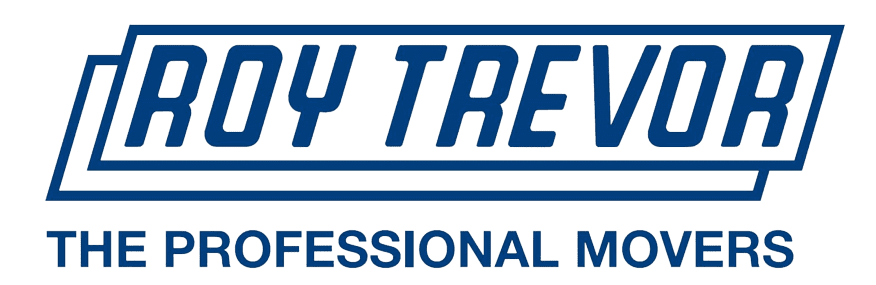 Logo of Roy Trevor, a professional moving company, featuring bold text and a graphic element representing moving services.
